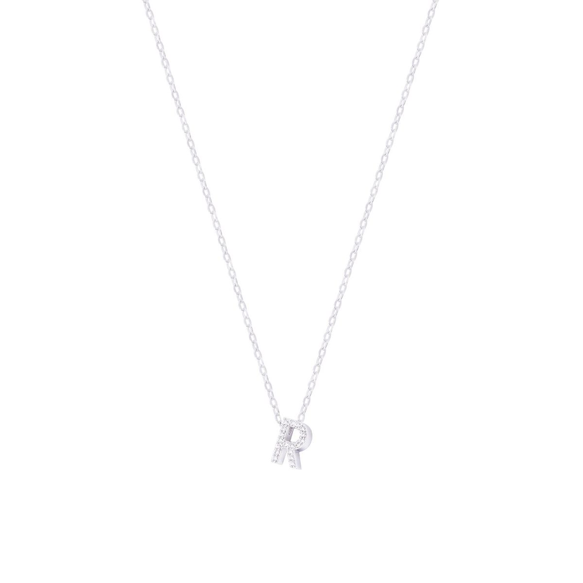 JB JOYAS BARON - Collar de Plata Esterlina 925 Dije Letra R Circón