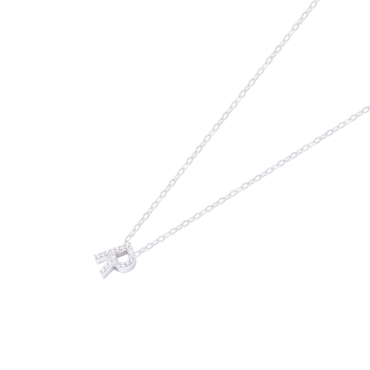 JB JOYAS BARON - Collar de Plata Esterlina 925 Dije Letra R Circón