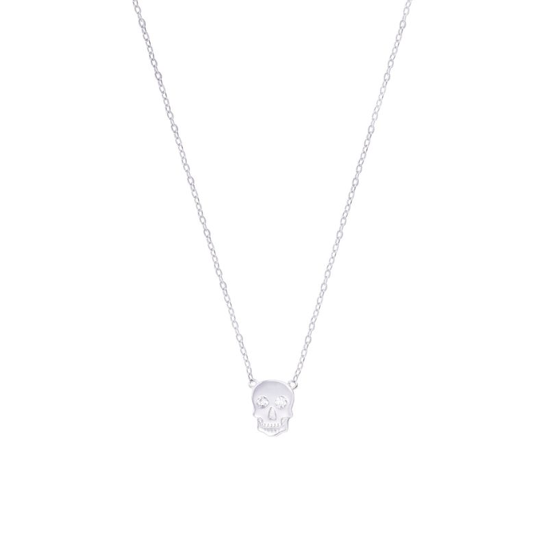 JB JOYAS BARON - Collar de Plata Esterlina 925 Dije Letra Calabera Circón