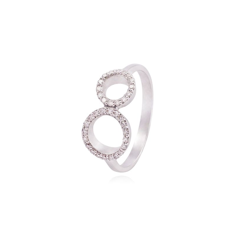 JB JOYAS BARON - Anillo Oro Blanco 18kt Círculos con Diamantes de 21Pts