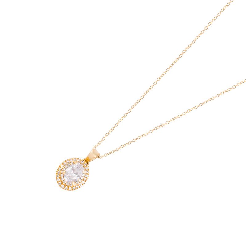 JB JOYAS BARON - Collar de Oro 18kt Medalla Circonita Grande