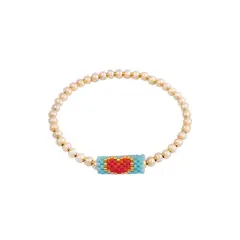 JB JOYAS BARON - Pulsera Plata Esterlina 925 Corazoncito Blue Revestida Oro 14kt