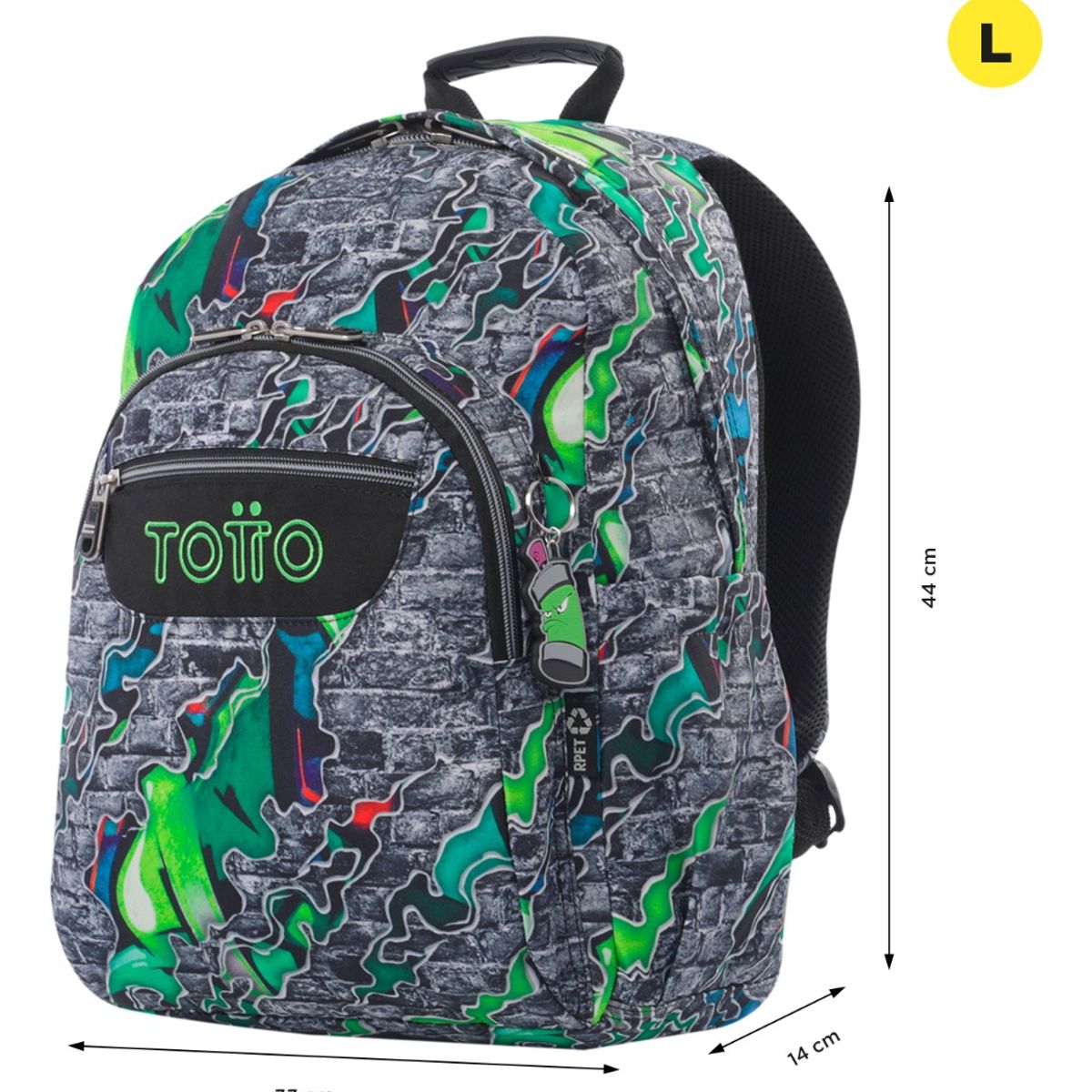 TOTTO - Mochila Notebook Escolar Totto Rpet Impermeable 20L Niño