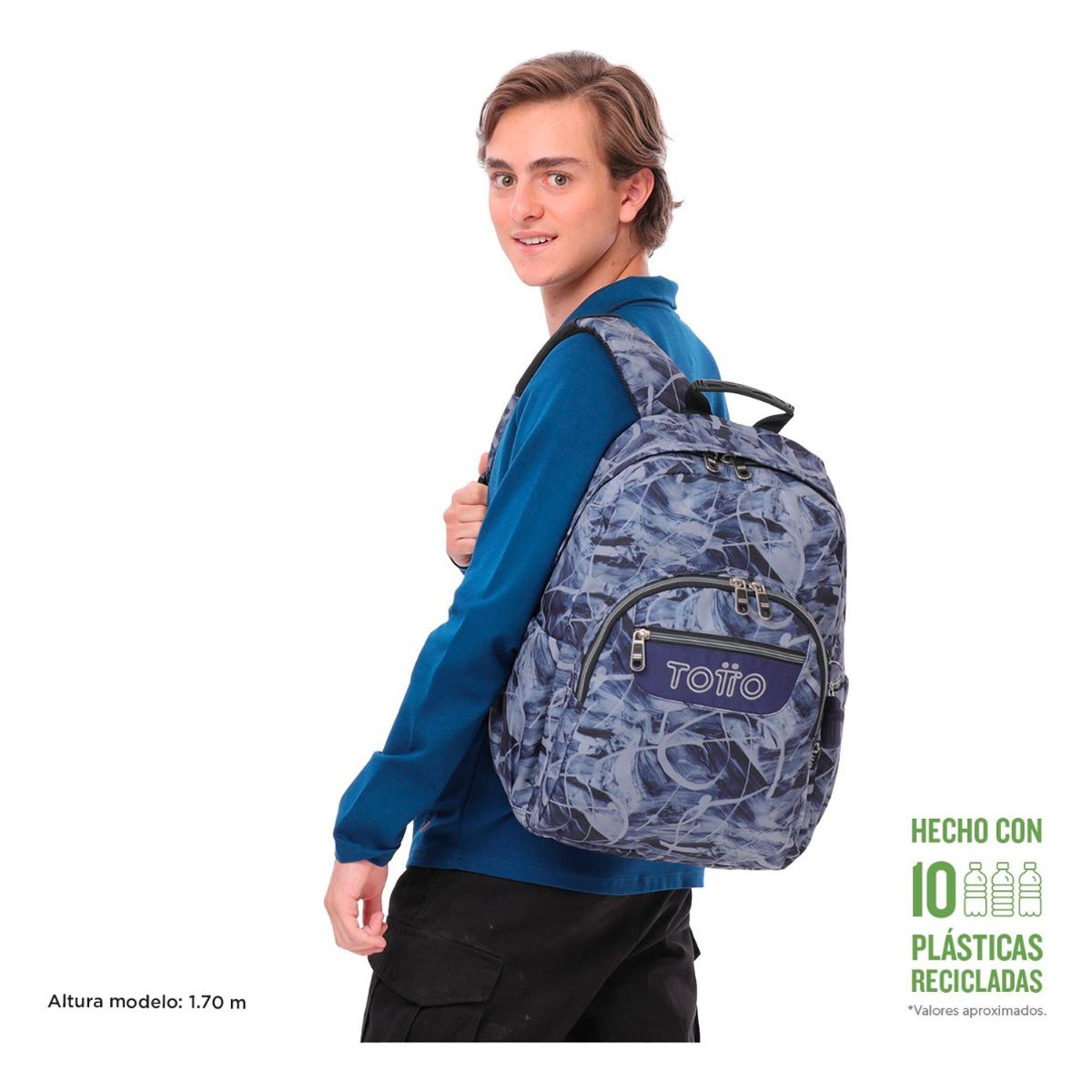 TOTTO - Totto Mochila Notebook Escolar Niño 20L Impermeable Eco001