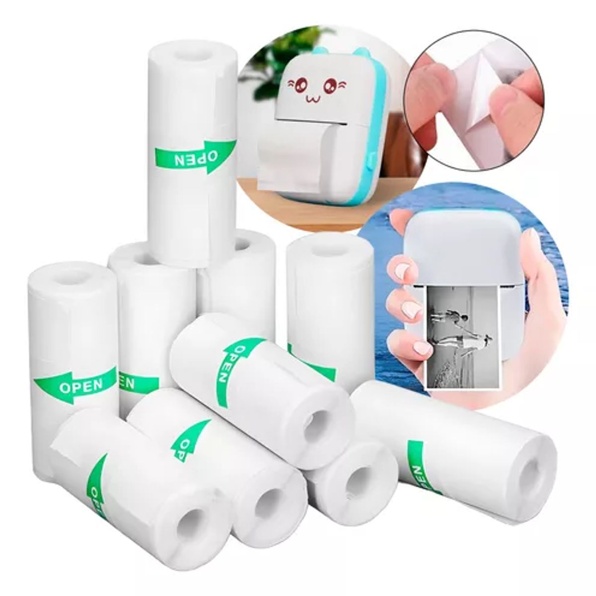 GENERICO - 10 Rollos Térmicos Etiqueta Adhesivo Mini Impresora 57x25mm