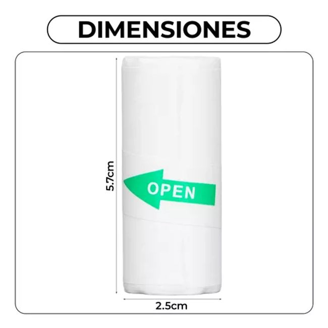 GENERICO - 10 Rollos Térmicos Etiqueta Adhesivo Mini Impresora 57x25mm