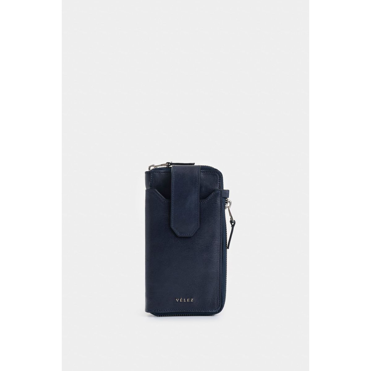 VELEZ - Vélez Billetera Halo Cuero Hombre Porta Celular Azul Oscuro