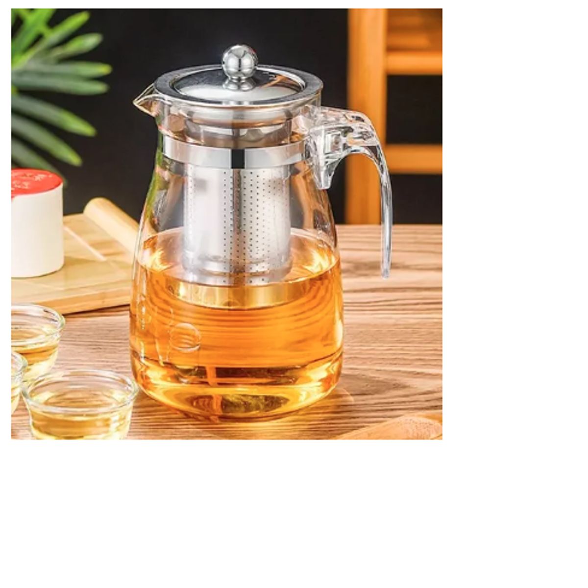 GENERICO - Tetera 17cm Vidrio y acero 750 mL