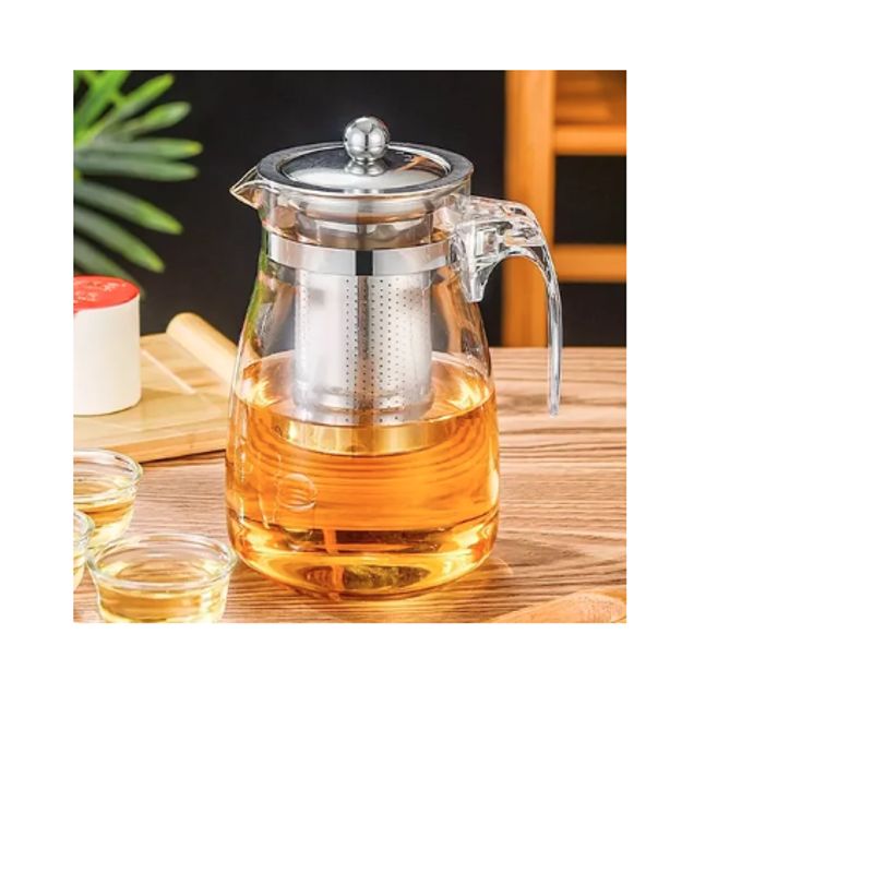 GENERICO - Tetera 17cm Vidrio y acero 750 mL