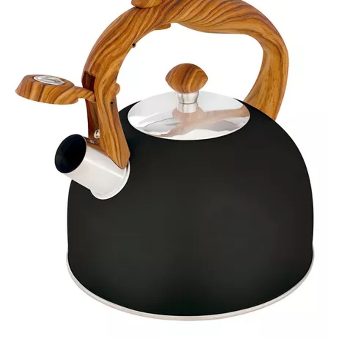 GENERICO - Tetera Wood de acero inoxidable negro de 2,5 litros