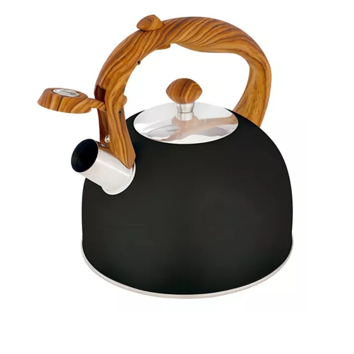 GENERICO - Tetera Wood de acero inoxidable negro de 2,5 litros