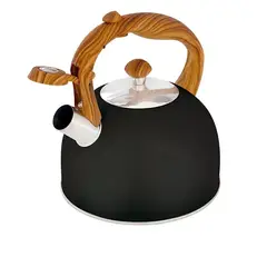 GENERICO - Tetera Wood de acero inoxidable negro de 2,5 litros