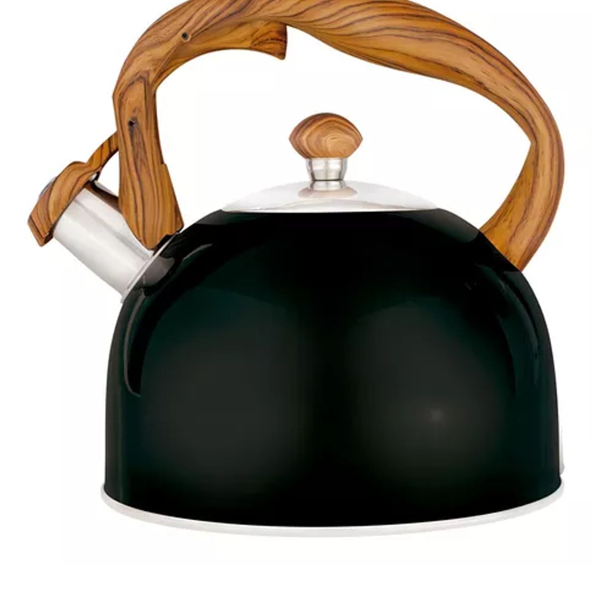 GENERICO - Tetera Wood de acero inoxidable negro de 2,5 litros