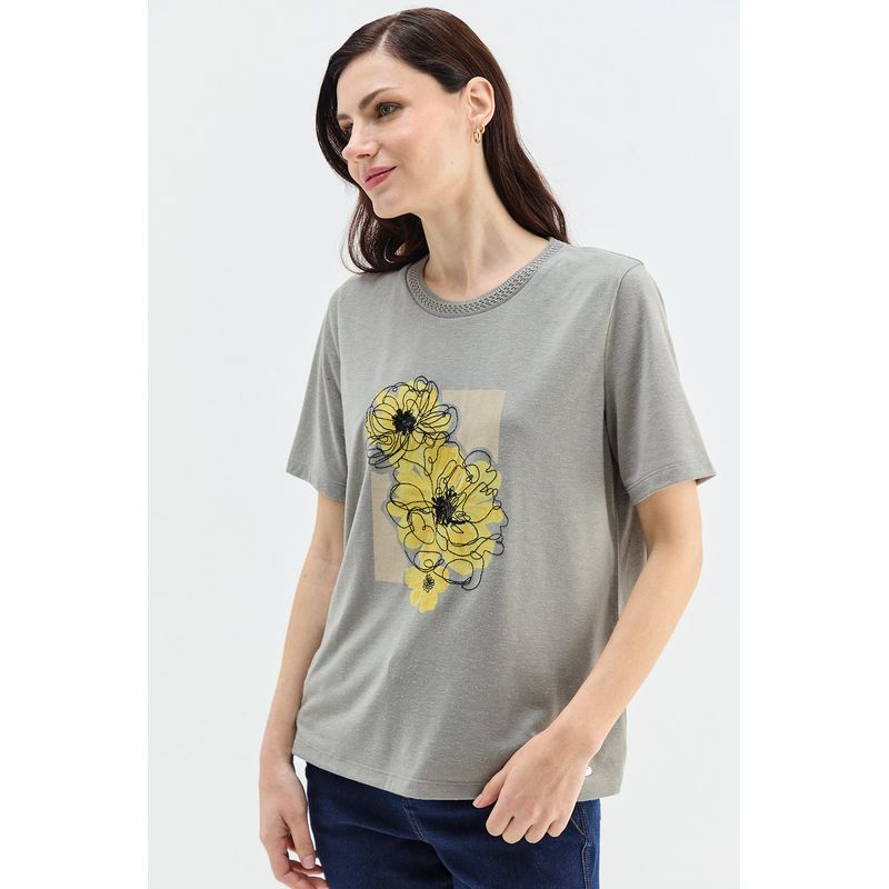 MA GRIFFE - Polera Estapado Focalizado Verde Magriffe