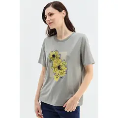 MA GRIFFE - Polera Manga Corta Avellana Mujer Magriffe