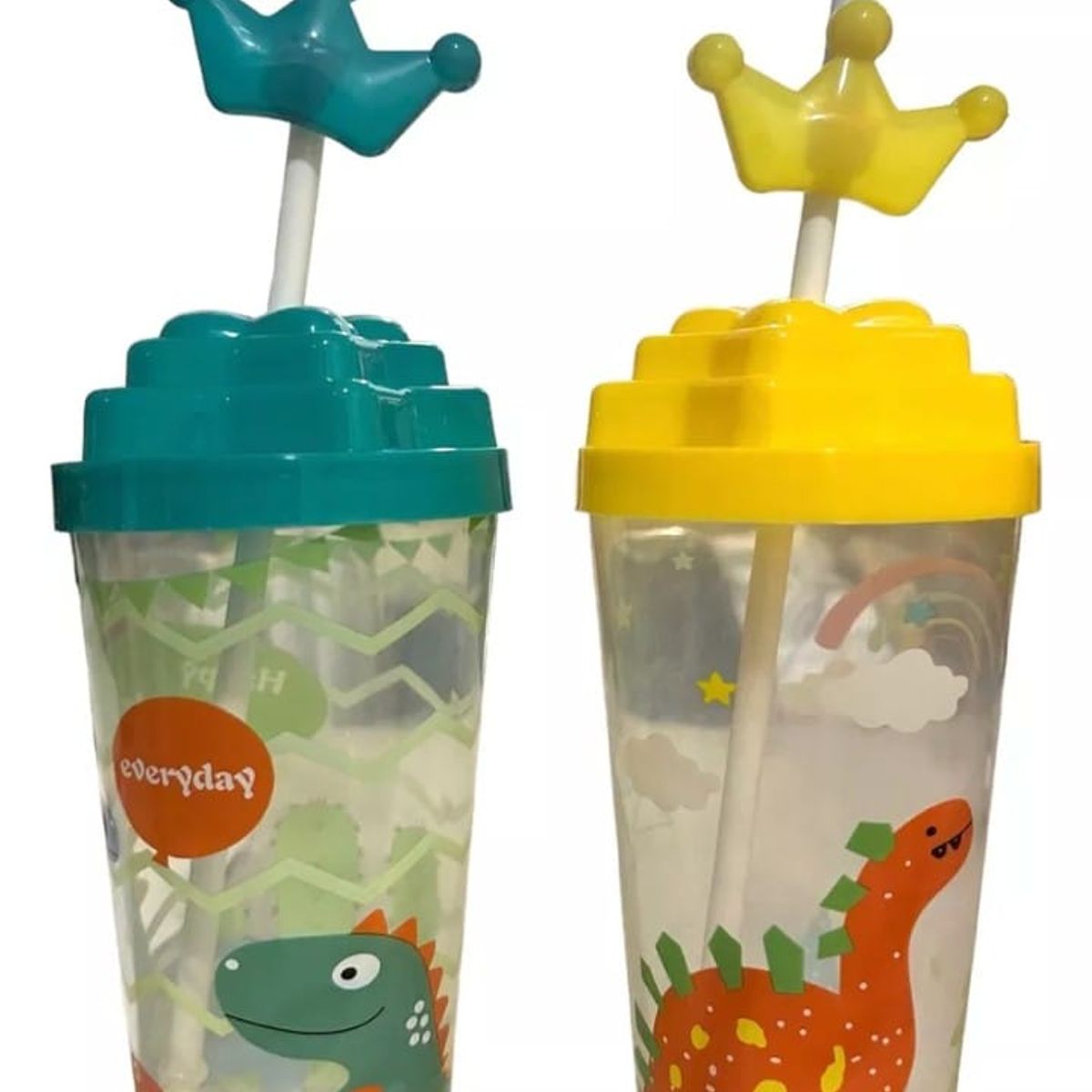 GENERICO - Pack 2 vasos lindos con bombilla para niños 750ml