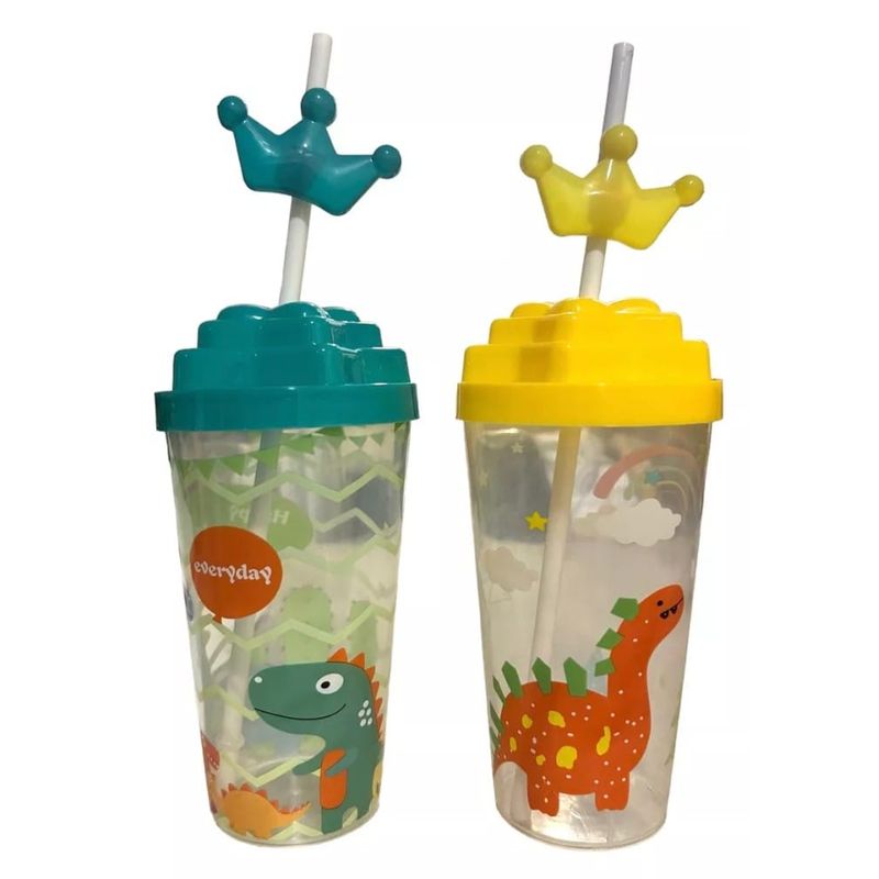 GENERICO - Pack 2 vasos lindos con bombilla para niños 750ml
