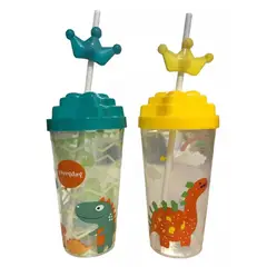 GENERICO - Pack 2 vasos lindos con bombilla para niños 750ml
