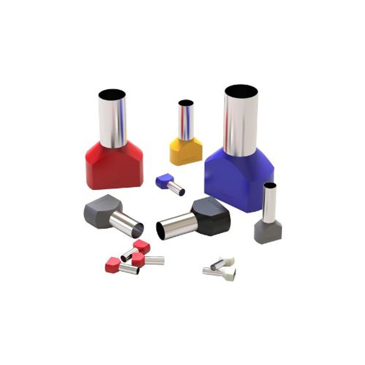 GENERICO - Terminal Ferrul Doble con Aislación 2.5mm 14AWG (100 Unid)