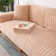 ANGELES DEL HOGAR - Funda Protectora Cubre Sofá Plush De 4 Cuerpos Rosa Palo