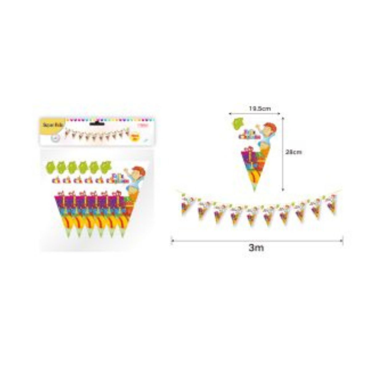 GENERICO - BANDERIN PARA FIESTA  10 PCS 3 M