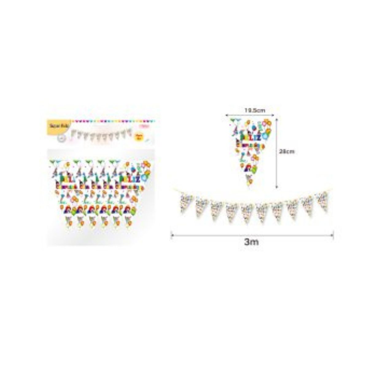 GENERICO - BANDERIN PARA FIESTA  10 PCS 3 M