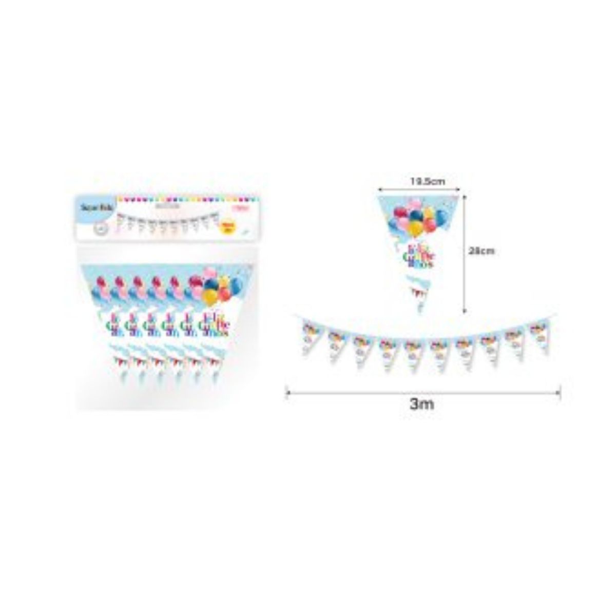 GENERICO - BANDERIN PARA FIESTA  10 PCS 3 M