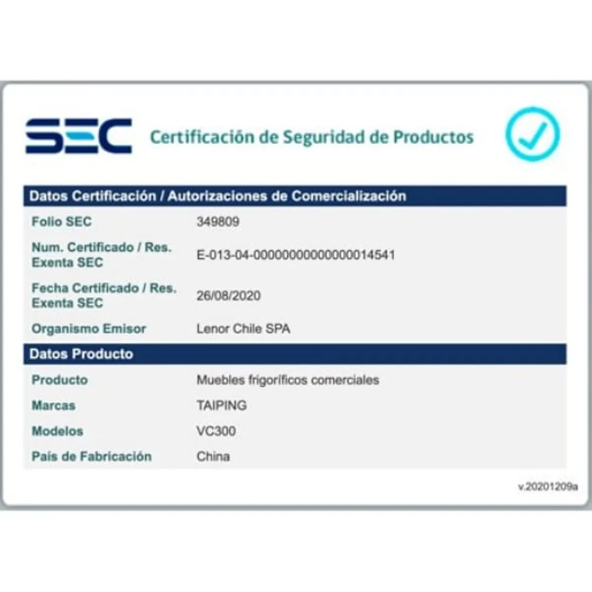 TAI PING - Visicooler Refrigerador de 300 Litros Frio Forzado Turbo Cooling