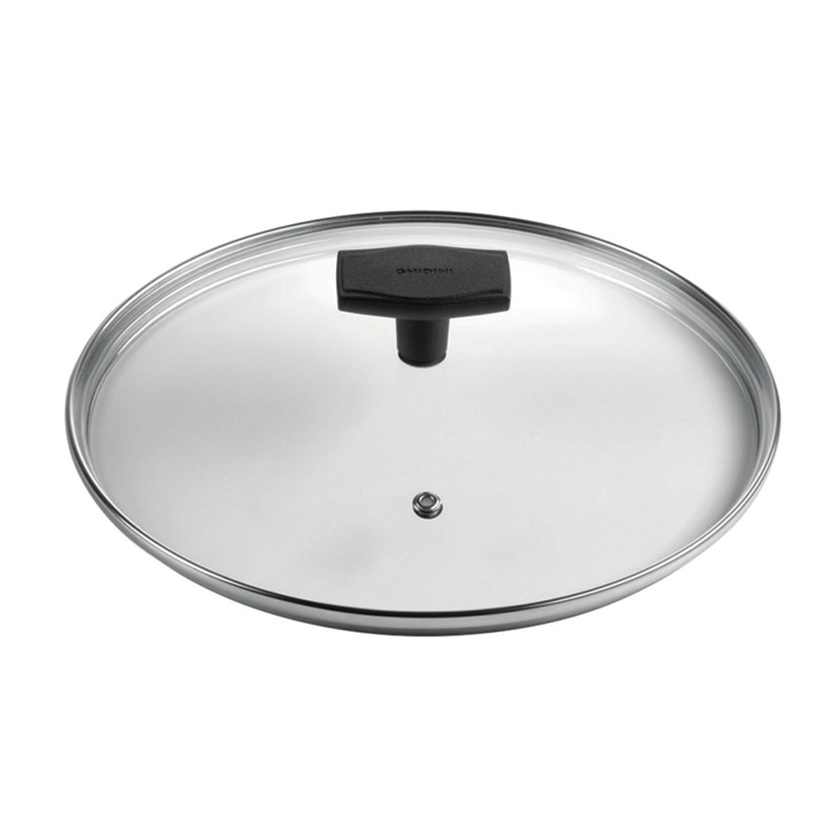 GHIDINI - Tapa Vidrio Templado Borde Acero Inox cAgujero de Vapor 24cm