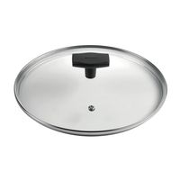 Tapa Vidrio Templado Borde Acero Inox cAgujero de Vapor 24cm