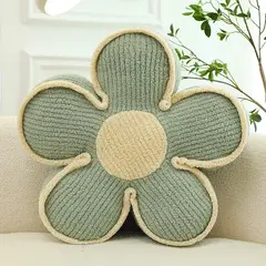 ANGELES DEL HOGAR - Cojín Decorativo Peluche Forma De Flor 50CM Azul