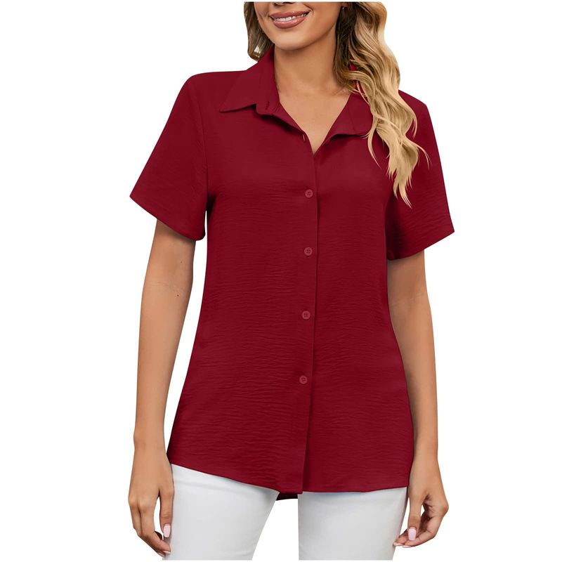 RURUTOTO - Blusa Manga Corta Básica Mujer Negro