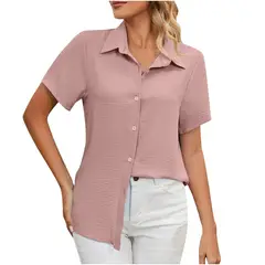 RURUTOTO - Blusa Manga Corta Básica Mujer Negro