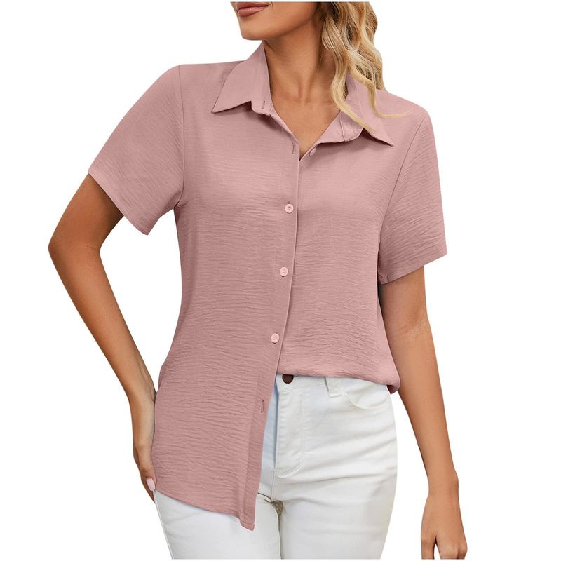 RURUTOTO - Blusa Manga Corta Básica Mujer Negro