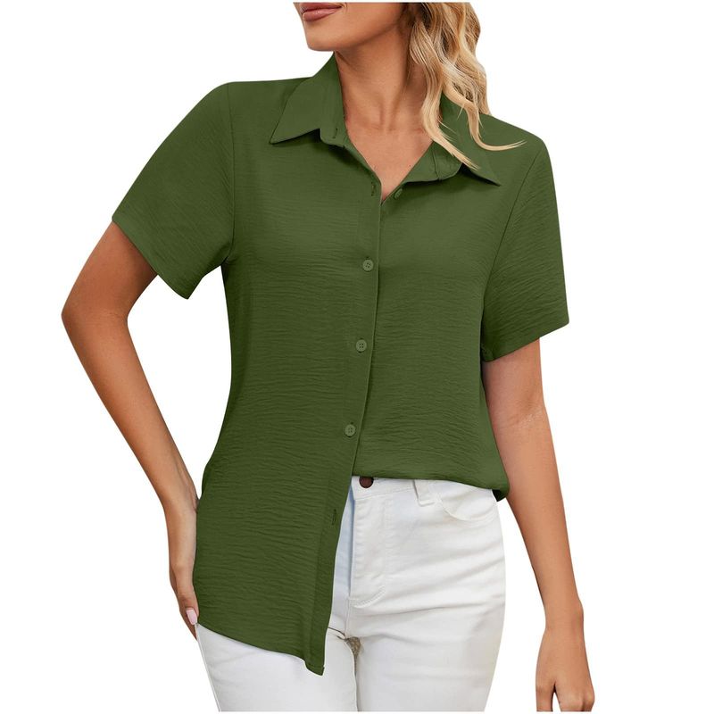RURUTOTO - Blusa Manga Corta Básica Mujer Negro