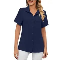 RURUTOTO - Blusa Manga Corta Básica Mujer Negro