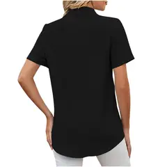 RURUTOTO - Blusa Manga Corta Básica Mujer Negro