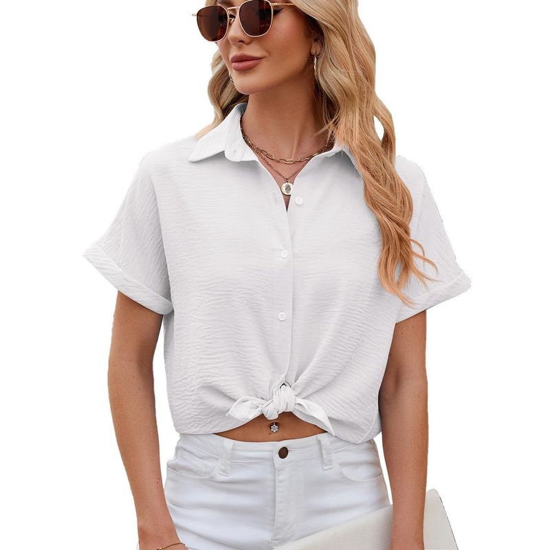 RURUTOTO - Blusa Manga Corta Gasa Mujer Negro