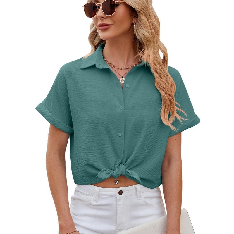 RURUTOTO - Blusa Manga Corta Gasa Mujer Negro