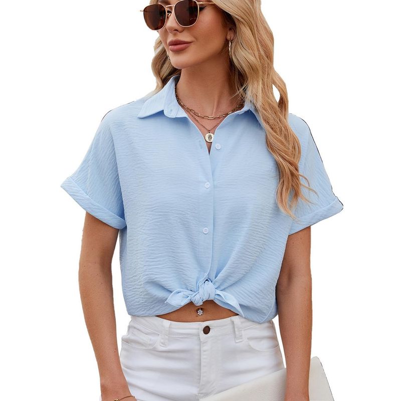 RURUTOTO - Blusa Manga Corta Gasa Mujer Negro