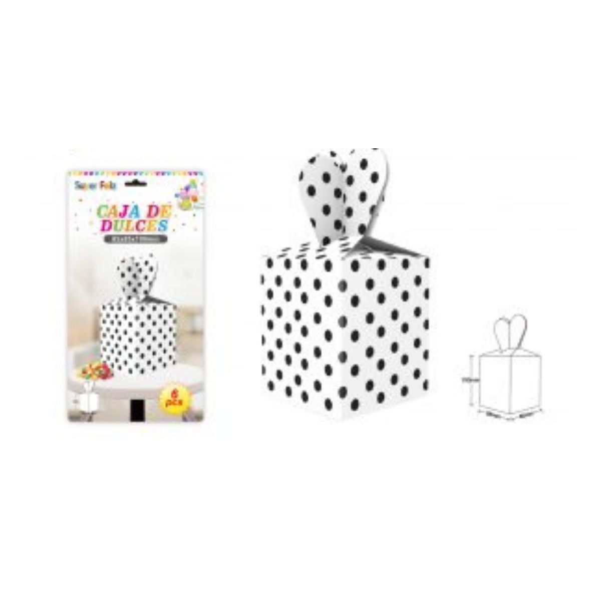 GENERICO - CAJAS PARA DULCES LUNARES 6 PCS 100 MM X 85 MM