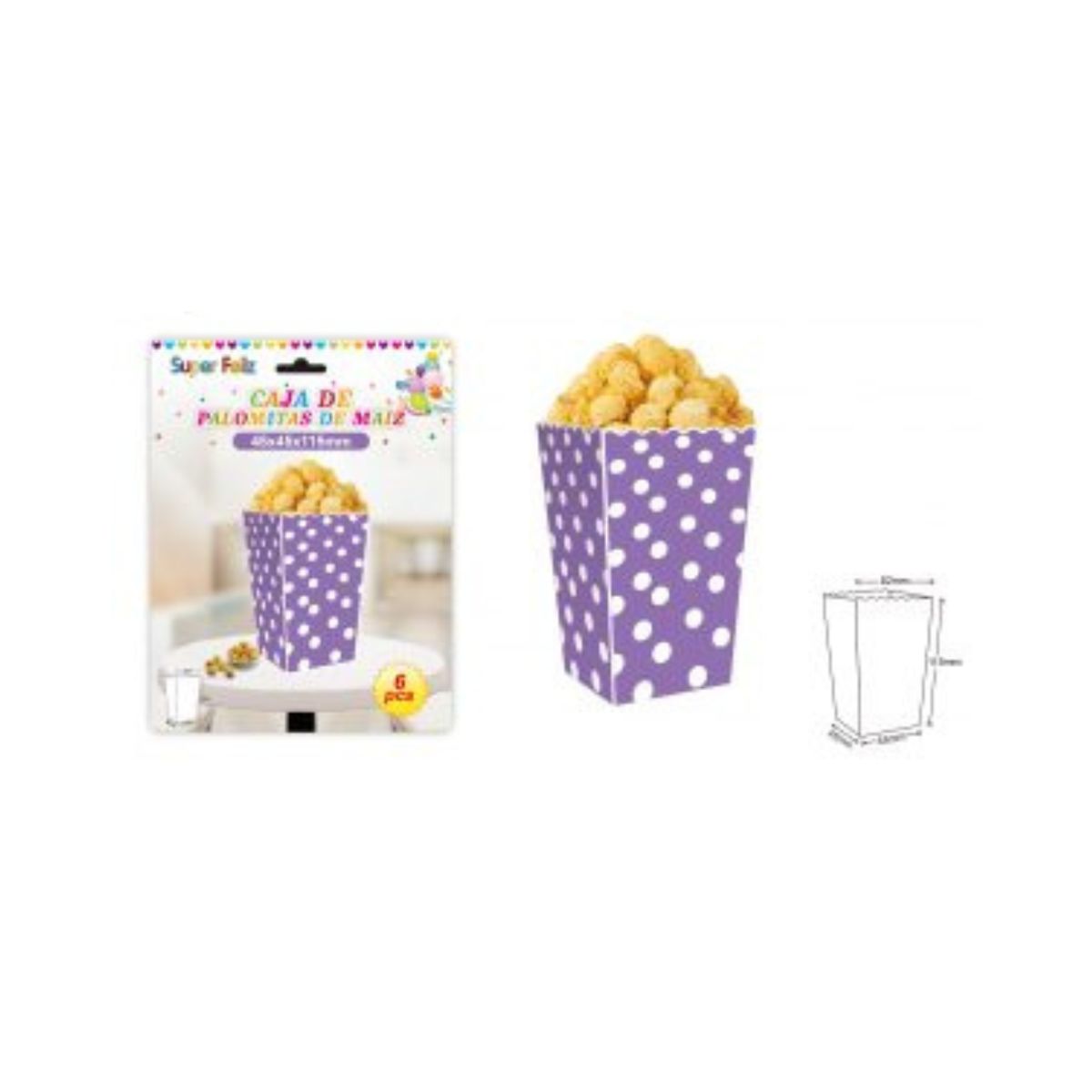 GENERICO - CAJAS PARA DULCES LUNARES 6 PCS 82 MM X 115 MM X 45 MM