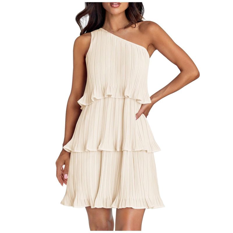 RURUTOTO - Vestido un hombro Mujer Beige