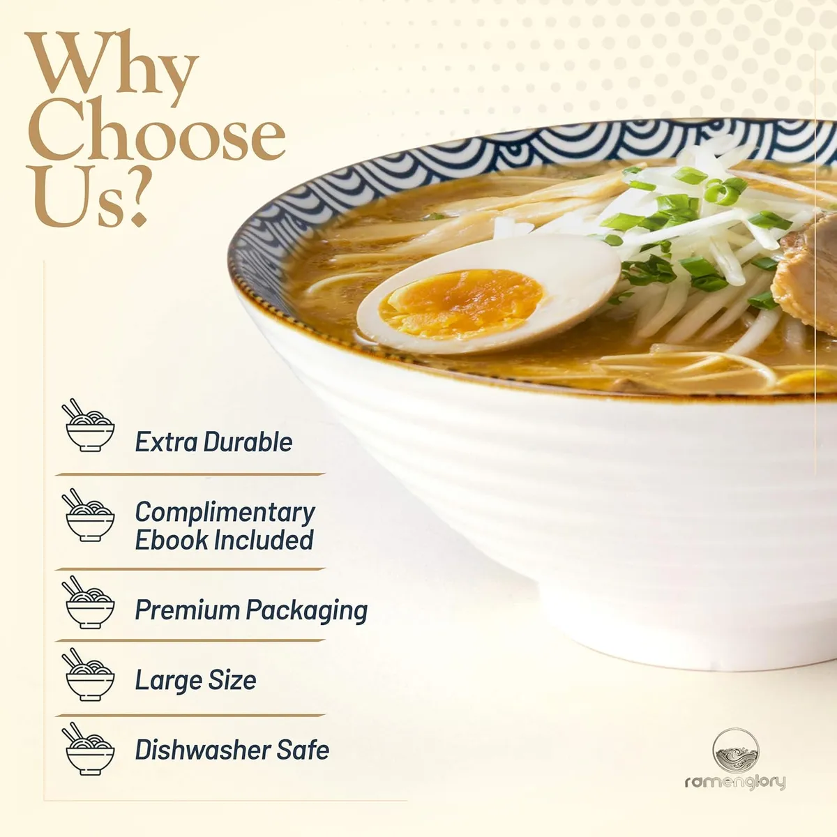 GENERICO - Set 2 Platos Sopa Ramen Hondo Japones Ceramica 1700ml Palos