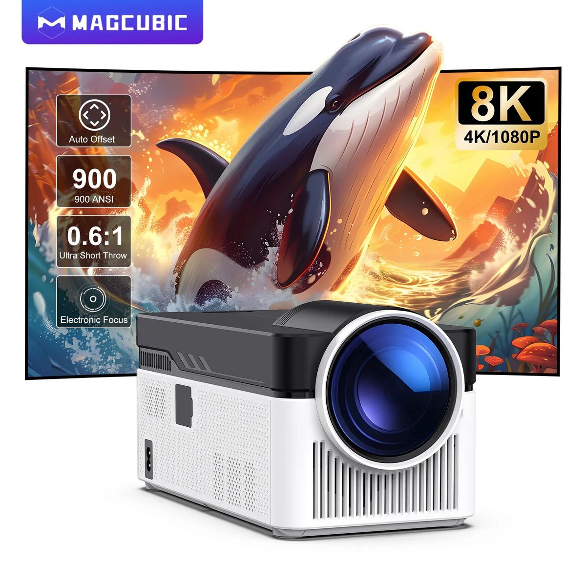 GENERICO - Proyector portátil HY450 Magcubic Android 11 HD 4K Cine en casa
