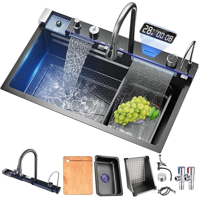 KUANGYE - Combo Lavaplato Empotrado 80x45 Con Pantalla Digital LED