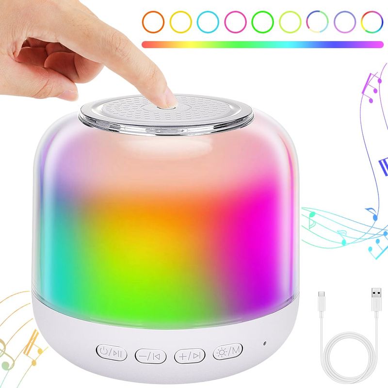 LUKOVEE - Parlante Portatil Bluetooth 5.1 Sonido Estéreo 7 Color Led