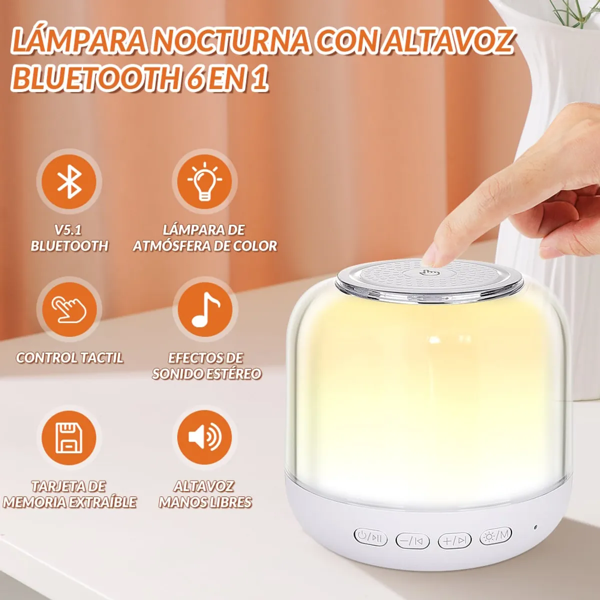 SLOWTON - Parlante Bluetooth Portatil  5.1 Sonido Estéreo 7 Color Led