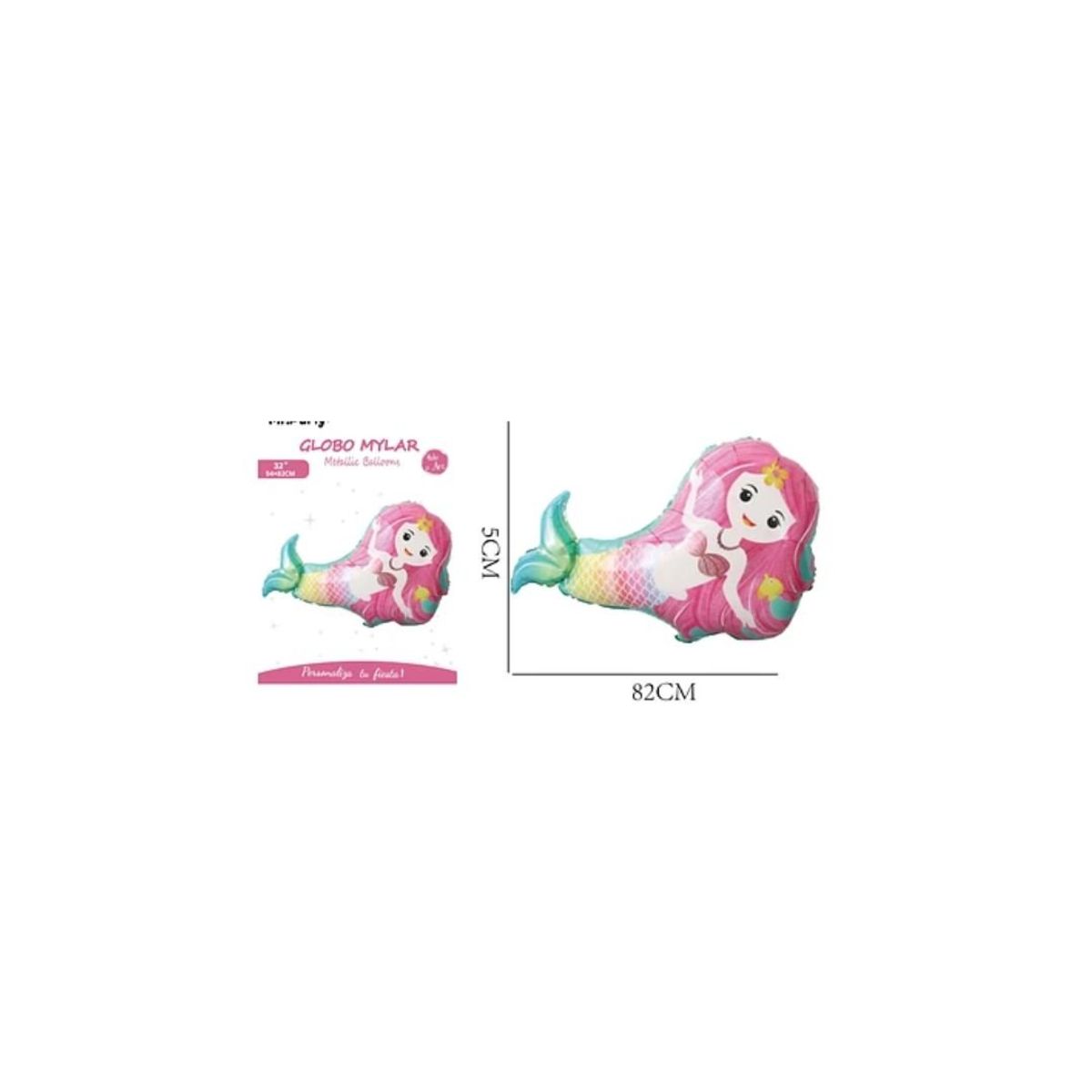 GENERICO - Globo Metálico Sirena Rosado 82x54cm