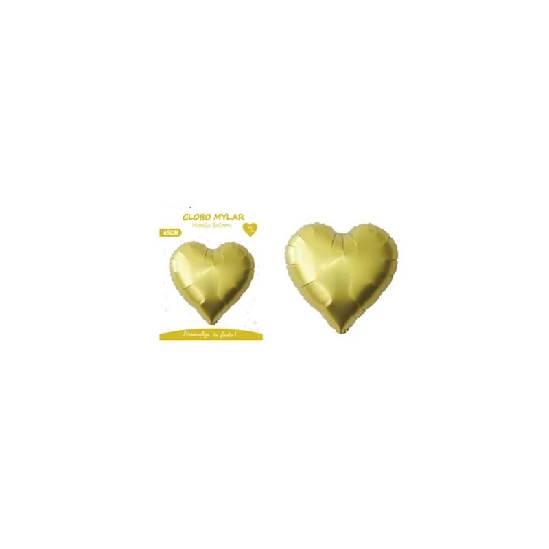 GENERICO - Globo Metálico Corazón Dorado 45cm